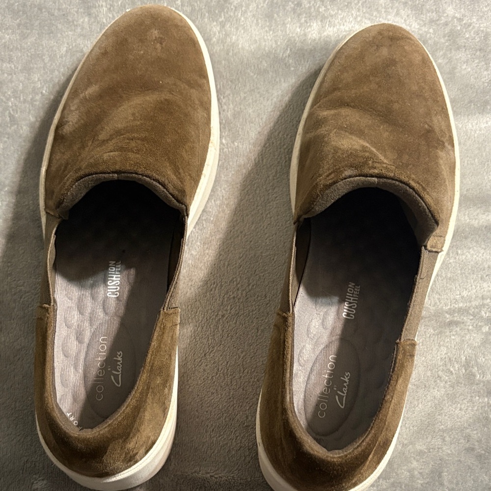 Clarks Women's Brown Suede Slip-On Sneakers